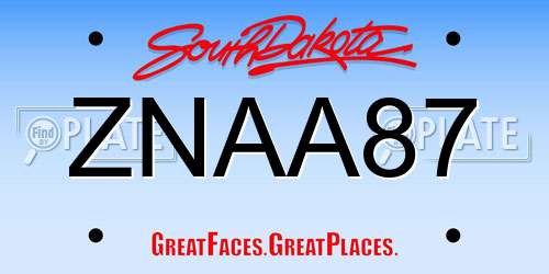 ZNAA87 South Dakota License Plate