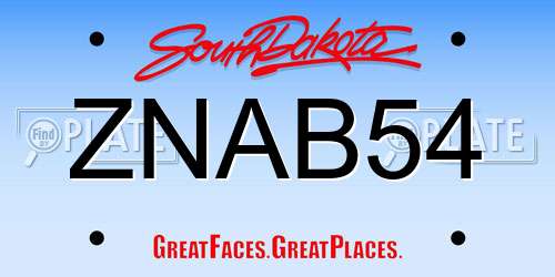 ZNAB54 South Dakota License Plate