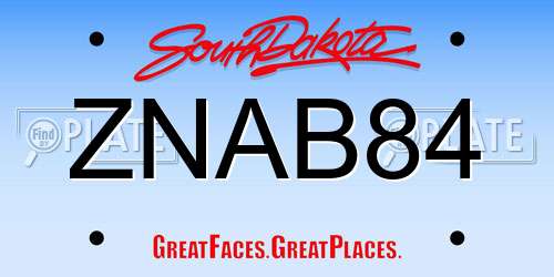 ZNAB84 South Dakota License Plate