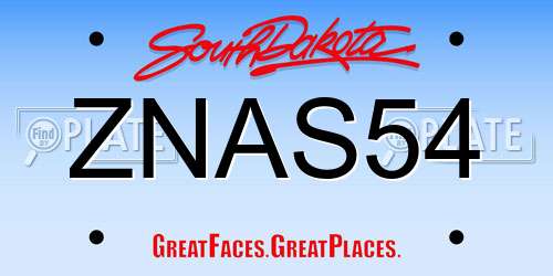 ZNAS54 South Dakota License Plate
