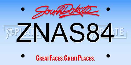 ZNAS84 South Dakota License Plate