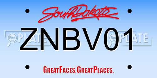 ZNBV01 South Dakota License Plate