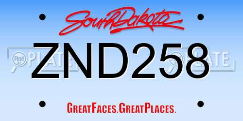 ZND258 South Dakota License Plate