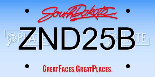 ZND25B South Dakota License Plate
