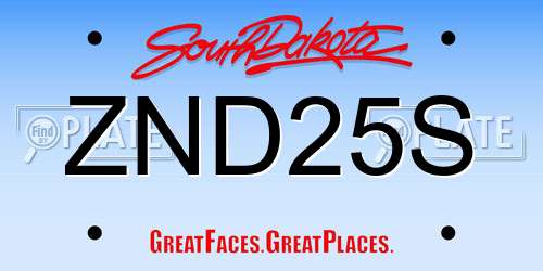 ZND25S South Dakota License Plate