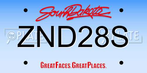 ZND28S South Dakota License Plate
