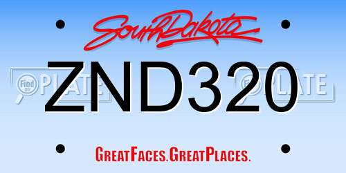 ZND320 South Dakota License Plate