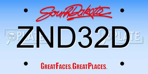 ZND32D South Dakota License Plate