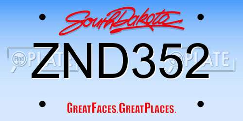 ZND352 South Dakota License Plate