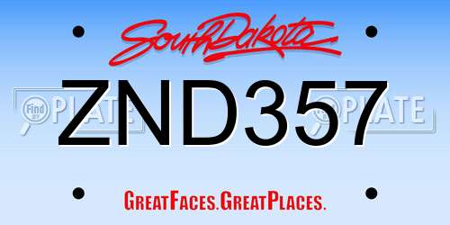 ZND357 South Dakota License Plate