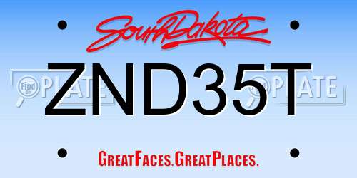 ZND35T South Dakota License Plate