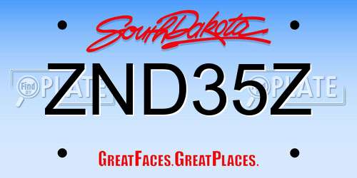 ZND35Z South Dakota License Plate