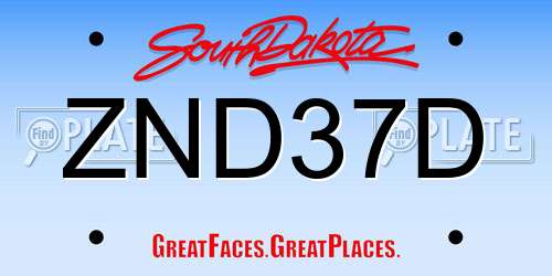 ZND37D South Dakota License Plate