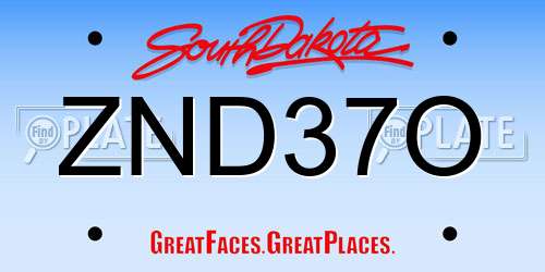 ZND37O South Dakota License Plate