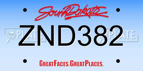 ZND382 South Dakota License Plate