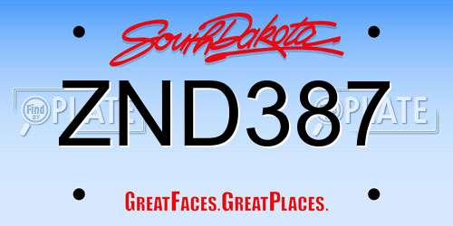 ZND387 South Dakota License Plate