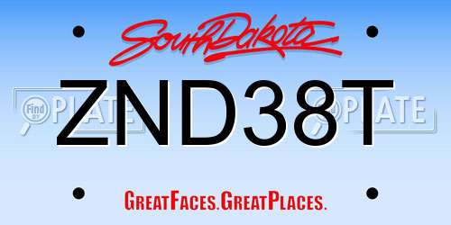 ZND38T South Dakota License Plate