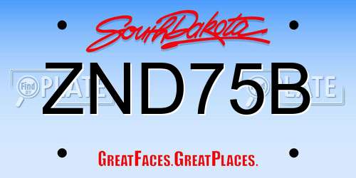 ZND75B South Dakota License Plate