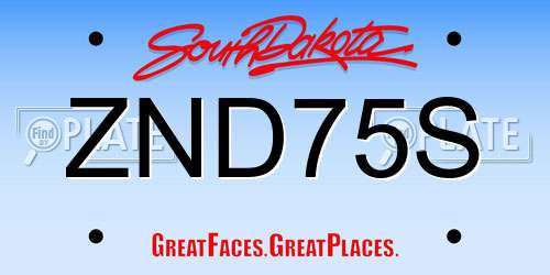 ZND75S South Dakota License Plate