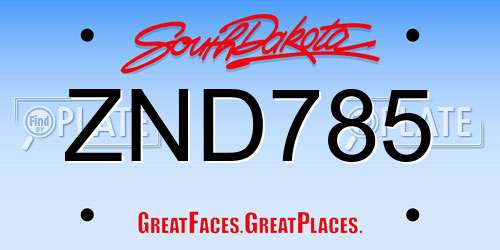 ZND785 South Dakota License Plate