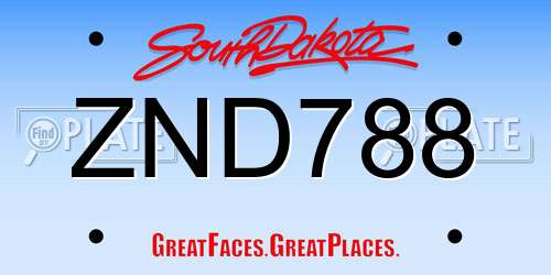 ZND788 South Dakota License Plate