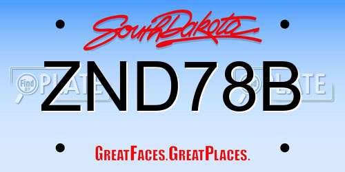 ZND78B South Dakota License Plate
