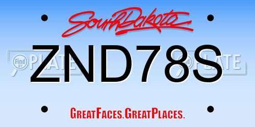 ZND78S South Dakota License Plate