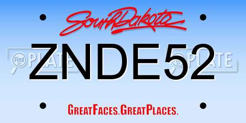 ZNDE52 South Dakota License Plate