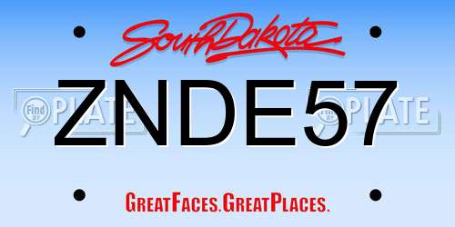 ZNDE57 South Dakota License Plate