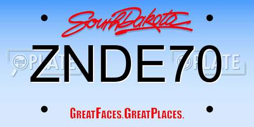 ZNDE70 South Dakota License Plate