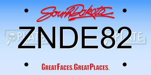 ZNDE82 South Dakota License Plate