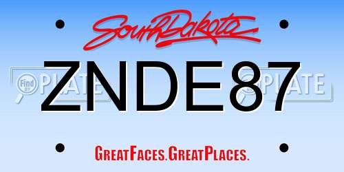 ZNDE87 South Dakota License Plate