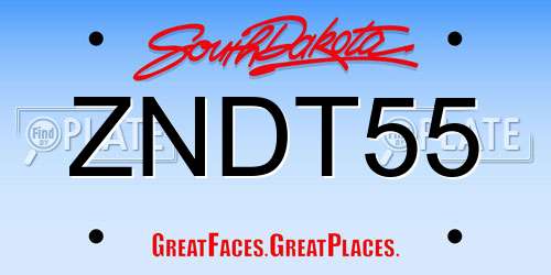 ZNDT55 South Dakota License Plate