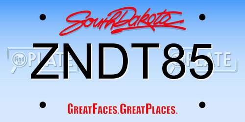 ZNDT85 South Dakota License Plate