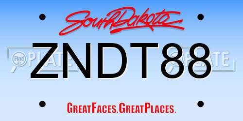 ZNDT88 South Dakota License Plate