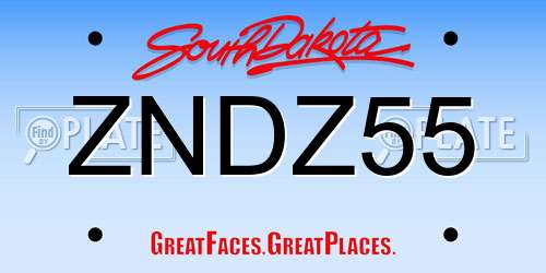 ZNDZ55 South Dakota License Plate