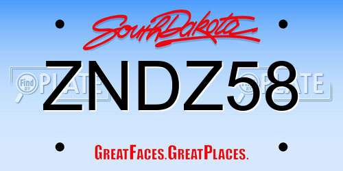 ZNDZ58 South Dakota License Plate