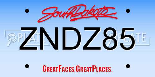 ZNDZ85 South Dakota License Plate