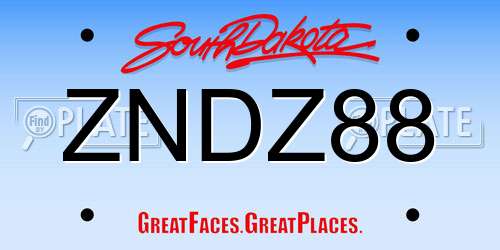 ZNDZ88 South Dakota License Plate