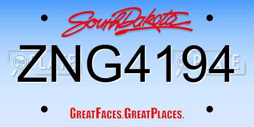 ZNG4194 South Dakota License Plate