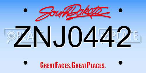 ZNJ0442 South Dakota License Plate