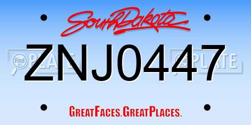 ZNJ0447 South Dakota License Plate