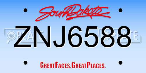 ZNJ6588 South Dakota License Plate