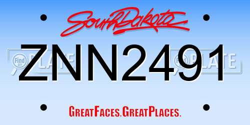 ZNN2491 South Dakota License Plate
