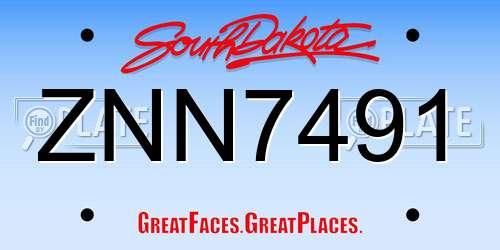 ZNN7491 South Dakota License Plate