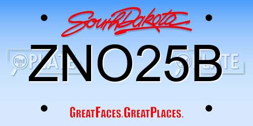 ZNO25B South Dakota License Plate