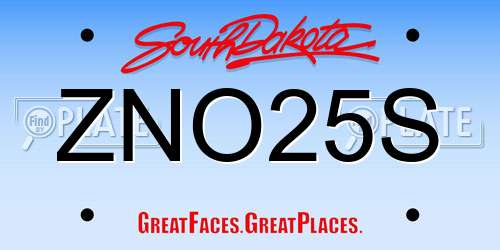 ZNO25S South Dakota License Plate