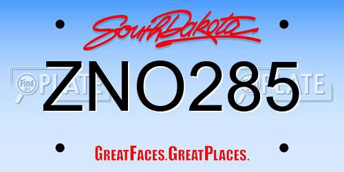 ZNO285 South Dakota License Plate