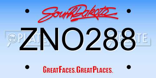 ZNO288 South Dakota License Plate