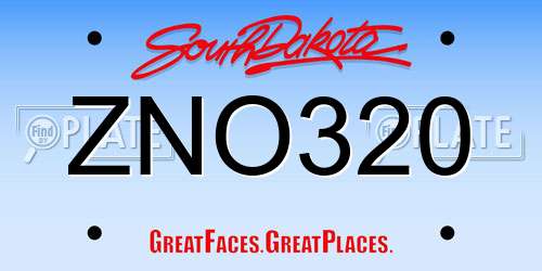 ZNO320 South Dakota License Plate